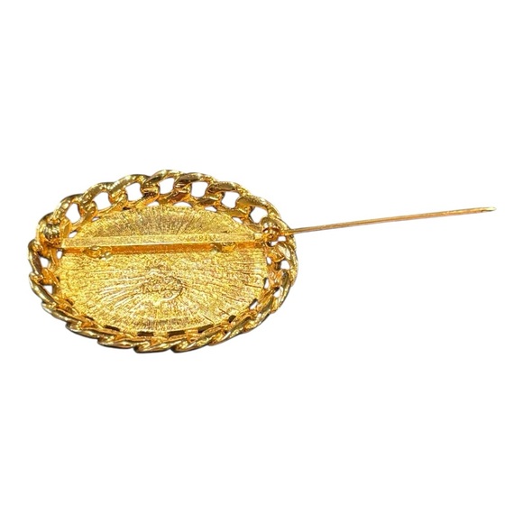 Napier Marked Vintage 80’s Faux Pearl Cabochon Gold Filagree JB5 - Picture 5 of 6